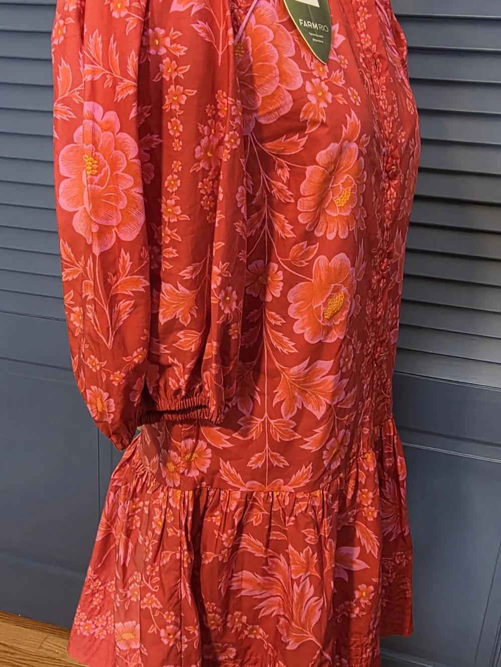FARM Rio Hot Pink and Red Floral Button-Front Mini Dress - Picture 4 of 5